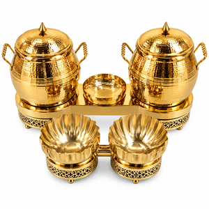 Virelzano Royal Ensemble de Réchauds de Buffet Dorés Martelés avec Support Multi-Plats Orné en Acier Inoxydable Durable et Écologique - Product Image 1