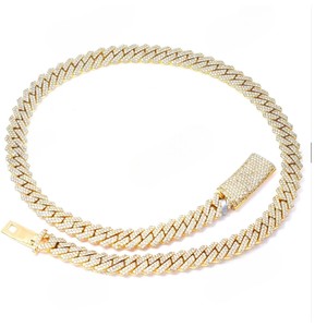 10MM 22 Inches Elegant Iced Cuban Link Rose/Yellow/White <b>Gold</b> Plated 925 Sterling Silver <b>Extended</b> Clasp <b>Chain</b> Hip Hop Thick - Product Image 1