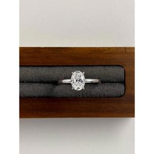 Bague de fiançailles en or blanc 14 carats avec diamant de laboratoire, halo caché, sertissage à griffes, 1,00 carat, clarté VS+, couleur D-F, bague de mariage pour femme - Product Image 1