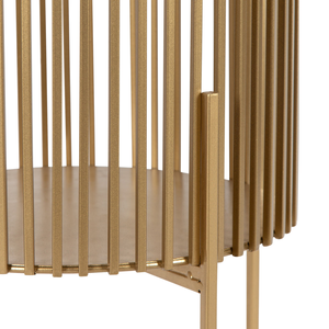 Ensemble de 2 jardinières en métal doré avec supports hauts, pots à fleurs modernes à lattes verticales pour plantes d'intérieur, salon de luxe, bureau - Product Image 6