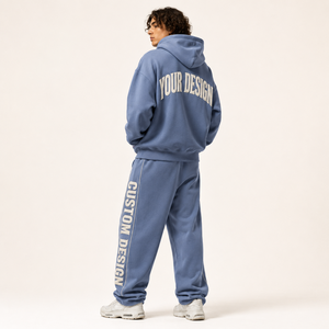Ensemble polaire unisexe coupe ample et oversize en molleton de coton 480g, doux, durable, respirant, uni, à capuche, pour l'hiver et le sport - Product Image 2