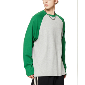 Camisetas de Manga Larga Raglán para Hombre, 270 Gramos, 100% Algodón, Bloques de Color, Lavado Ácido, Cuello Simulado - Product Image 5