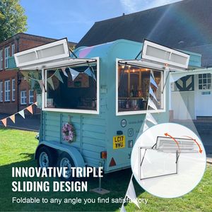 Finestra scorrevole tripla in lega di alluminio 60x36 pollici per Food Truck, con tendalino e gancio di traino per negozi di alimentari - Product Image 3