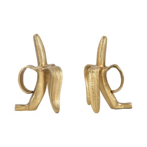 Porte-livres en forme d'ananas plaqué or, sculpture décorative en métal, accessoire de bureau élégant pour la maison, style glamour, 2 pièces - Product Image 2