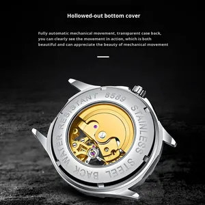 Elegante Reloj Mecánico Automático de Lujo para Hombre, Esfera con Puntero Luminoso, Caja de Aleación, Resistente al Agua 30M, para Uso Casual y de Negocios - Product Image 4
