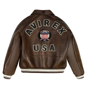 Chaqueta Avirex Personalizable de Invierno con Logotipo Frontal, Impermeable, 100% Cuero Genuino para Hombre, Tallas Grandes, Todos los Colores Disponibles - Product Image 2