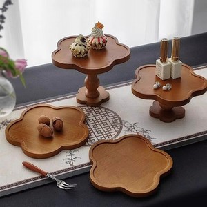 Support à gâteau en bois de luxe en forme de fleur, plateau à dessert scandinave, assiette de service décorative pour anniversaire et mariage, décoration de la maison - Product Image 3