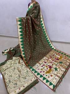 ผ้าไหมบานาราสีแท้ พร้อมลายปักดิ้นทอง ซารีแบบดั้งเดิม ผ้าปาลูหนาหรูหรา ไม่ยับ แห้งเร็ว เหมาะสำหรับงานปาร์ตี้ งานแต่งงาน ผ้าไหมอินเดีย - Product Image 2