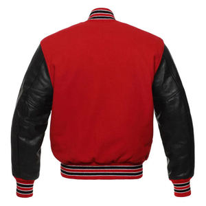Custom <b>Men's</b> Red Wool Varsity <b>Jacket</b> Black Leather Sleeves Letterman <b>Jacket</b> Retro Streetwear <b>Baseball</b> Bomber <b>Jacket</b> Wholesale - Product Image 3