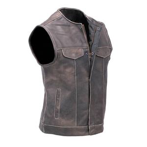 Gilet d'automne pour homme en cuir épais noir de qualité supérieure, style club, col rond, fermeture boutonnée, design respirant, 100 % polyester gris - Product Image 1