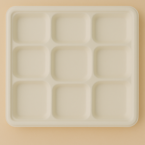 Bandeja de Comida Desechable Biodegradable y Ecológica de 9 Compartimentos, Plato de Papel Resistente, Apto para Microondas, para Restaurantes y Servicios de Catering - Product Image 2