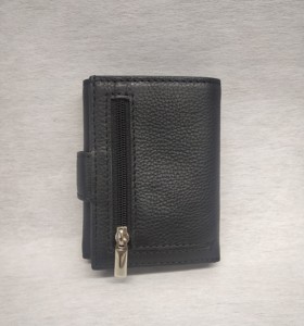 Factory Direct Wholesale Custom Card Holder Metal Push Button Coin Zipper <b>Wallet</b> <b>Man</b> Purse Tri Fold India <b>RFID</b> Vintage Daily Use - Product Image 3
