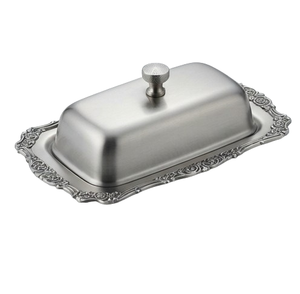 Plato para Mantequilla de Acero Inoxidable, Plateado y Pulido, para Cocina y Desayuno - Product Image 1