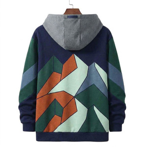 Sudadera con capucha para hombre con logo OEM personalizado, estampado multicolor, estilo urbano, venta al por mayor, forro polar grueso, bloques de color - Product Image 2