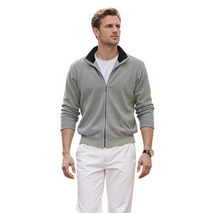 Cárdigan de Lana Tejido para Hombre al por Mayor con Diseño de Cremallera y Logotipo Personalizado para Mercancía de Marca Otoño-Invierno - Product Image 2
