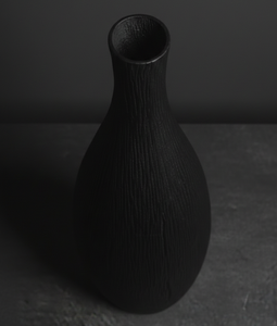 Vase à fleurs en métal noir mat nordique, haut, texture écorce de bois, style rustique minimaliste, pour la décoration de la maison, des hôtels et les cadeaux. - Product Image 3