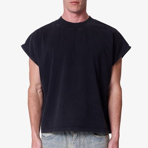 Nueva Camiseta sin Mangas de Algodón Grueso 100% Algodón, Estilo Oversize, Top Corto Tipo Chaleco para Hombre, Ropa Casual de Gimnasio - Product Image 1