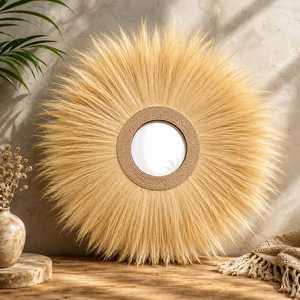 Espejo Bohemio con Diseño de Rayos de Sol, Hecho a Mano con Hierba Rayung Natural, Decoración Ecológica y Duradera para Bodas y Regalos de Agradecimiento - Product Image 2