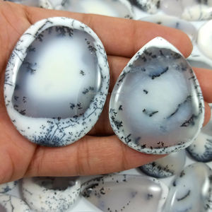 Lot de cabochons en opale dendrite naturelle, pierres précieuses en vrac pour la fabrication de bijoux, formes variées, quartz en gros - Product Image 1