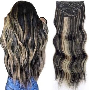 Extensiones de cabello crudo Remy Virgen sin procesar de 20 pulgadas de primera calidad, mezcla de colores rubios negros, extensión de peluca alineada recta, todo el cabello humano - Product Image 2