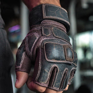 Guantes de Cuero para Levantamiento de Pesas, Guantes Deportivos de Medio Dedo para Entrenamiento, Ejercicio, Carreras, con Soporte para Muñeca - Product Image 1