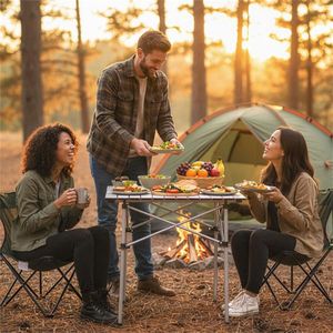 Tavolo da Campeggio Pieghevole in Alluminio da 28 Pollici, Capacità 150 Libbre, Tavolo da Picnic Portatile con Borsa per il Trasporto per Uso Esterno - Product Image 2