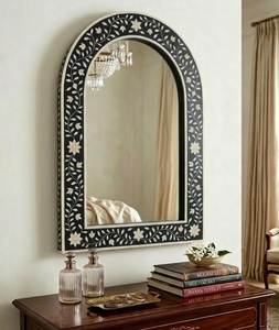Best Selling Bone Inlay Modish Mirror <b>Frame</b> <b>Grey</b> Floral Pattern MDF Board Made Round Shape Photo <b>Frame</b> Mirror <b>Frame</b> New Design - Product Image 3
