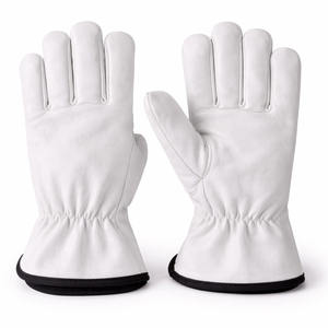Guantes de Trabajo de Cuero Blanco con Puño Elástico y Acabado Suave para Manipulación Industrial, Ensamblaje y Trabajo General - Product Image 1