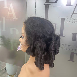 Perruque en cheveux humains vierges vietnamiens de haute qualité, bouclés et rebondissants, super double trame, dentelle transparente - Product Image 2