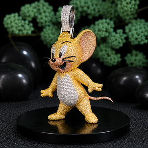 Cartoon <b>Mouse</b> Pendant Necklace 24K Gold Plated Crystal Rhinestone Luxury Unisex Gift Jewelry - Product Image 3