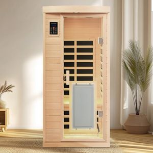 Sauna a Infrarossi per Una Persona in Legno di Hemlock con Porta Frontale a Basso EMF e Pannello Riscaldante - Product Image 2