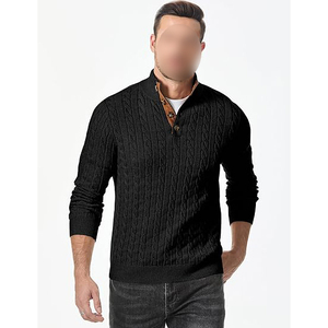 Men's Winter Viscose/Cotton Cable Knit <b>Pullover</b> <b>Sweater</b> Crew Neck Full Sleeve Solid Color Warm Anti-Pilling Front Logo - Product Image 4
