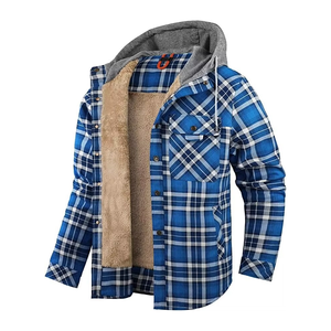 Men's Winter Hooded Sherpa Lined Canvas <b>Jacket</b> Casual <b>Thick</b> Windproof Work Coat With Front Pocket Regular Fit - Product Image 6