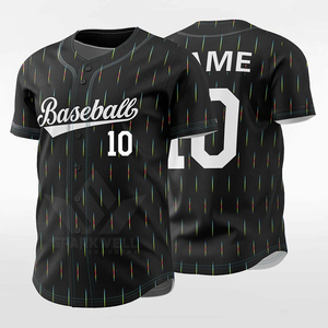 Maillot de baseball noir personnalisé à motif gouttelettes coloré, sublimé, à manches courtes, respirant et anti-humidité, uniforme d'équipe - Product Image 5