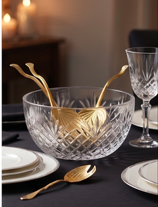 Ensemble de couverts élégants en métal avec motif feuille d'or, finition miroir, compatibles lave-vaisselle, pour occasions de mariage - Product Image 3