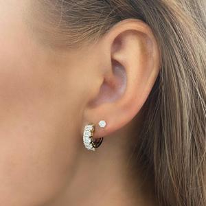 Pendientes de Aro con Diamantes, Oro Sólido de 14k y 18k, Corte Esmeralda, Diamante Cultivado en Laboratorio, Estilo Moderno y Minimalista, 10mm, Par de Aros con Bisagra para Uso Diario - Product Image 6