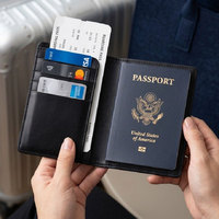 Portefeuille de voyage personnalisé en gros, porte-passeport pliable en cuir avec emplacements pour cartes SIM, pour hommes et femmes, idéal comme cadeau