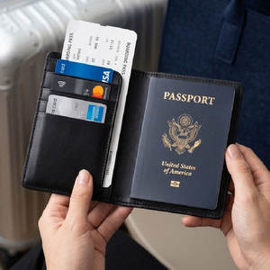 Wholesale Custom Travel <b>Wallet</b> Folding Leather <b>Passport</b> Holder With Sim Card Slots For Men Women Gifts - Product Image 6