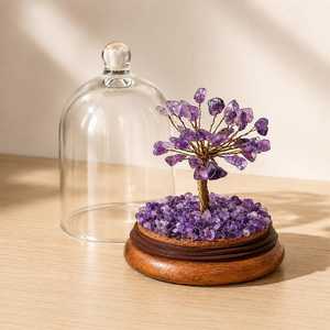 Árbol de la Fortuna de Cristal de Citrino Natural Hecho a Mano con Cúpula de Cristal, Decoración de Piedras Preciosas, Base de Madera, Regalo de Decoración para el Hogar Feng Shui - Product Image 6