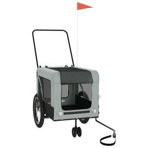 Gris y negro Oxford tela Pet Bike Trailer Iron Carriers para mascotas - Product Image 3