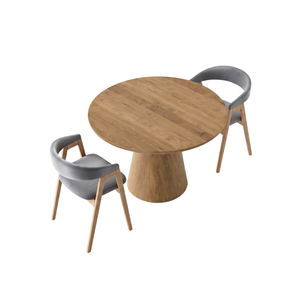 ARTERRA Handmade Solid Teak Wood Dining <b>Table</b> Set Modern Pedestal <b>Table</b> Upholstered Chairs Eco-Friendly Durable Home Furniture - Product Image 3