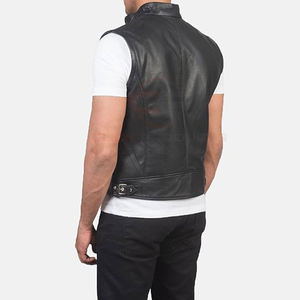 Wholesale New Loose Fit Top Selling <b>Leather</b> <b>Vest</b> Custom Size <b>Leather</b> <b>Vest</b> Solid Colo Breathable <b>Leather</b> <b>Vest</b> For Online Sale - Product Image 3
