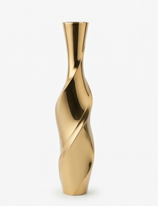 Vase à fleurs moderne en métal doré, centre de table de luxe en spirale torsadée, récipient décoratif pour la décoration de la maison et des hôtels, vente en gros - Product Image 1