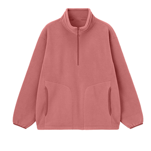 Unisex Fleece Half Zip <b>Pullover</b> Oversized Stand Collar Solid Color Casual Sweatshirt Regular Sleeve Autumn Knitted Top - Product Image 3