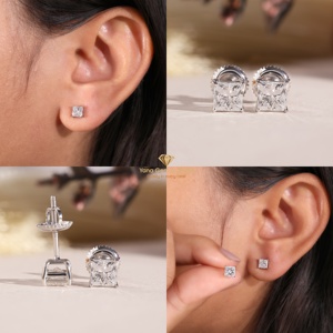 Pendientes de Oro Sólido de 14K con 2 Quilates de Diamantes Cultivados en Laboratorio CVD, Corte Princesa, Claridad VVS2, Color E, Certificados por IGI, Regalo de Cumpleaños - Product Image 5