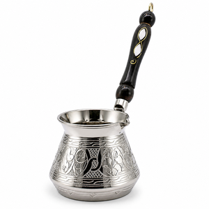 Cafetière turque, grecque, arabe en laiton gravé, finition nickel, pour cuisinière, Cezve, Ibrik, Briki - Product Image 6