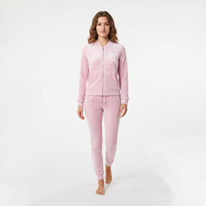 Women's Pink Fleece Tracksuit Full <b>Zip</b> Hoodie <b>Jogger</b> Set Casual Winter Wear Solid Color Side <b>Pockets</b> - Product Image 3