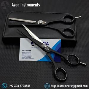 Ensemble de ciseaux de coiffure en acier inoxydable ultra-affûtés pour salon de coiffure, finition noire mate moderne, pour droitiers, pour coiffure professionnelle - Product Image 5