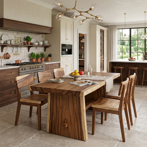 Solid Suar Wood Authentic Live-Edge <b>Dining</b> Room Furniture Modern <b>Rustic</b> Premium Quality Natural Edge <b>Table</b> for Hotel Restaurant - Product Image 6