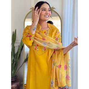 Beautiful Party Wear Cotton <b>Top</b> and Bottom with XL Size Dupatta Elegant and Stylish - Product Image 2